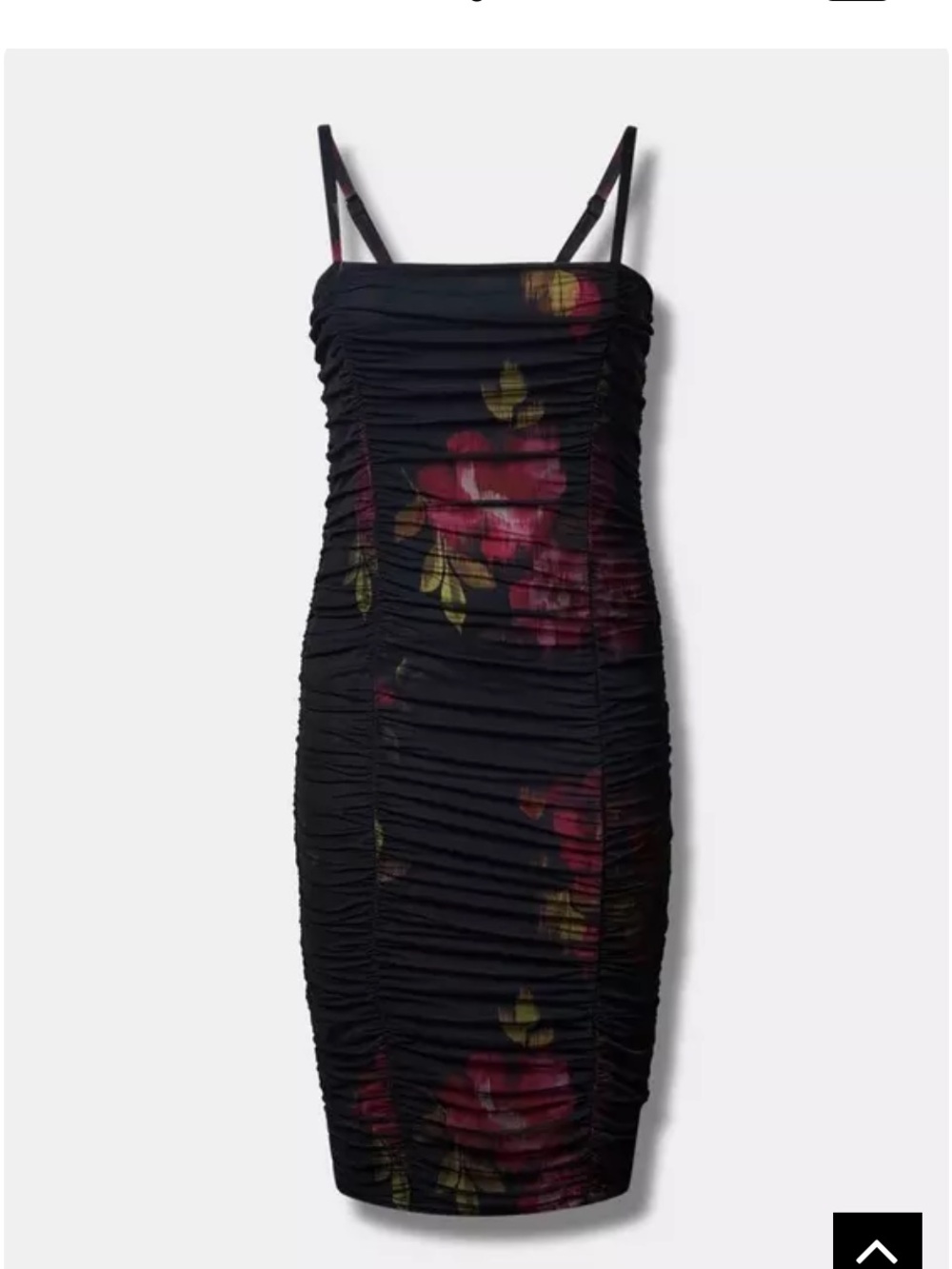 Black Floral Ruched Slip Dress